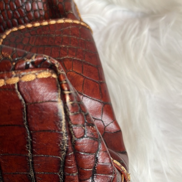 Plinio Visona Croc Leather Brown Shoulder Bag - Picture 11 of 13